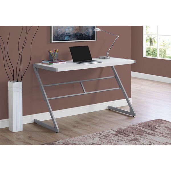 Monarch Specialties Computer Desk, Home Office, Laptop, 48"L, Work, Metal, Laminate, White, Grey, Contemporary, Modern - I 7372