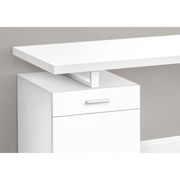 Monarch Specialties Computer Desk, Home Office, Laptop, Left, Right Set-up, Storage Drawers, 48"L, Work, Metal, White - I 7760
