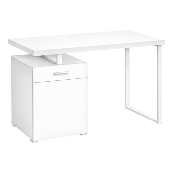 Monarch Specialties Computer Desk, Home Office, Laptop, Left, Right Set-up, Storage Drawers, 48"L, Work, Metal, White - I 7760