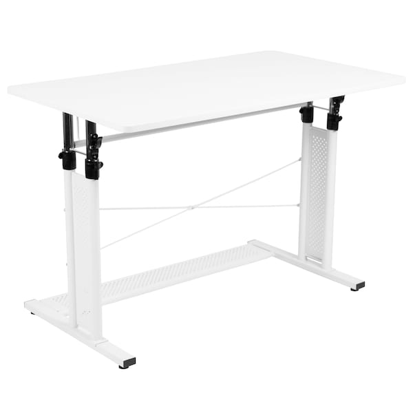 Flash Furniture White Adjustable Office Table - NAN-JN-21908-WH-GG