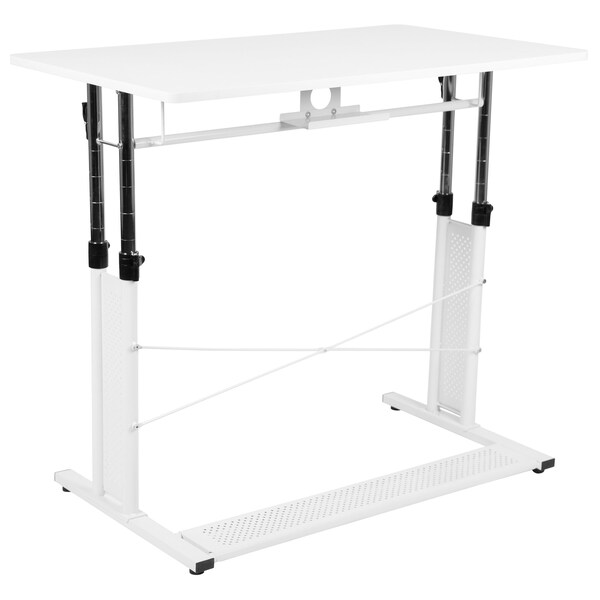 Flash Furniture White Adjustable Office Table - NAN-JN-21908-WH-GG