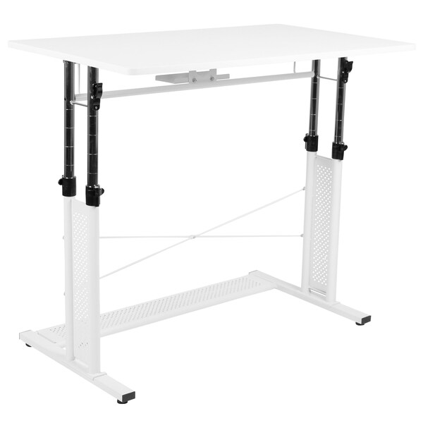 Flash Furniture White Adjustable Office Table - NAN-JN-21908-WH-GG
