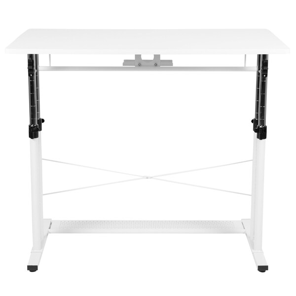 Flash Furniture White Adjustable Office Table - NAN-JN-21908-WH-GG