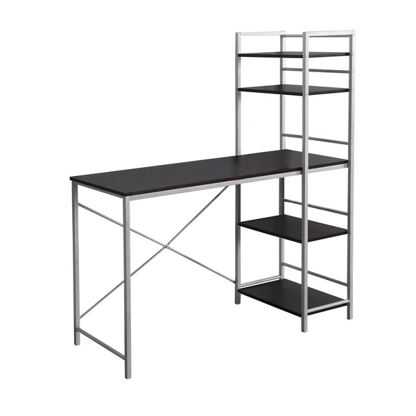 Monarch Specialties Computer Desk, Home Office, Laptop, Storage Shelves, 48"L, Work, Metal, Laminate, Brown, Grey - I 7166