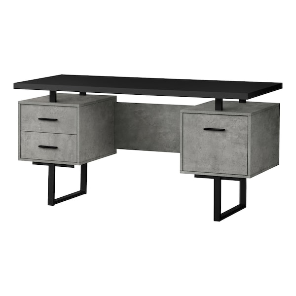 Monarch Specialties Computer Desk, Home Office, Laptop, Left, Right Set-up, Storage Drawers, 60"L, Work, Metal, Grey - I 7632