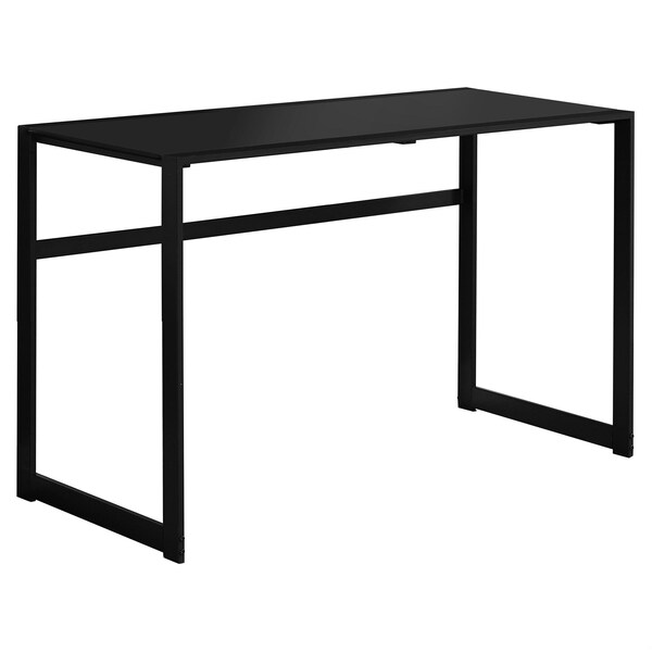 Homeroots 30 in. Metal & Black Tempered Glass Computer Desk - 333496