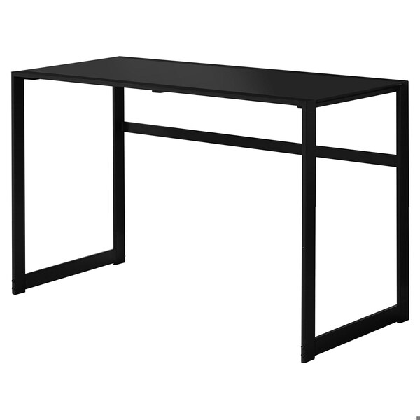 Homeroots 30 in. Metal & Black Tempered Glass Computer Desk - 333496