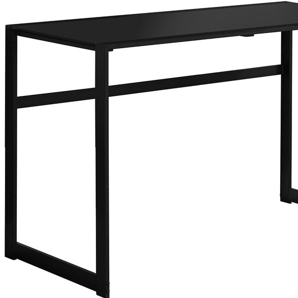 Homeroots 30 in. Metal & Black Tempered Glass Computer Desk - 333496