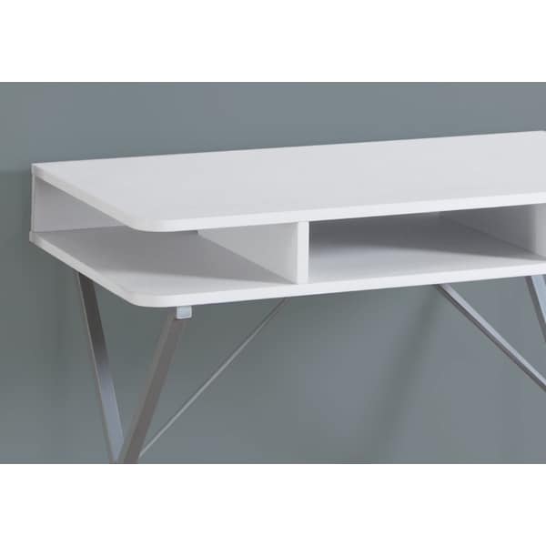 Monarch Specialties Computer Desk, Home Office, Laptop, Storage Shelves, 31"L, Work, Metal, Laminate, White, Grey - I 7100