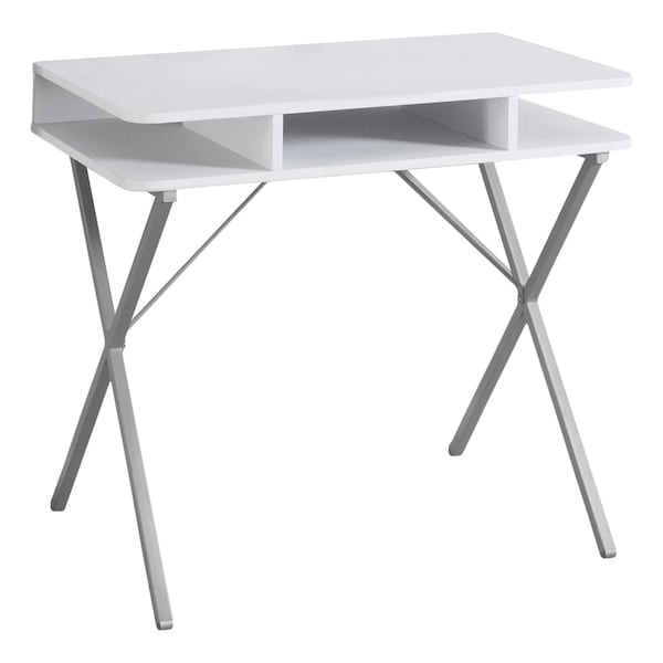 Monarch Specialties Computer Desk, Home Office, Laptop, Storage Shelves, 31"L, Work, Metal, Laminate, White, Grey - I 7100