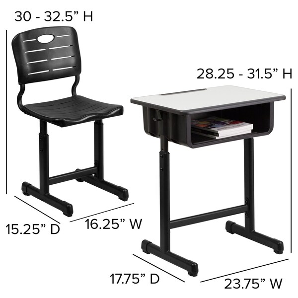 Flash Furniture 31.5 H, 23.625 W X Laminate, Steel, Grey - 3-YU-YCX-046-09010-GG