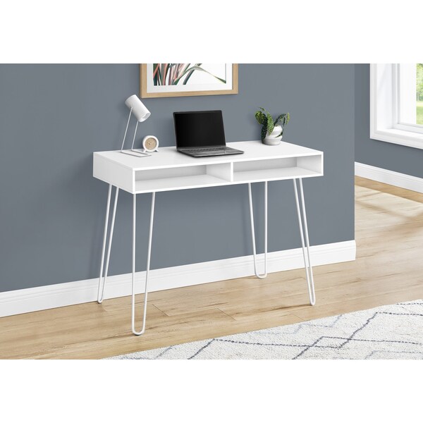 Monarch Specialties Computer Desk, Home Office, Laptop, Left, Right Set-up, Storage Drawers, 40"L, Work, Metal, White - I 7770