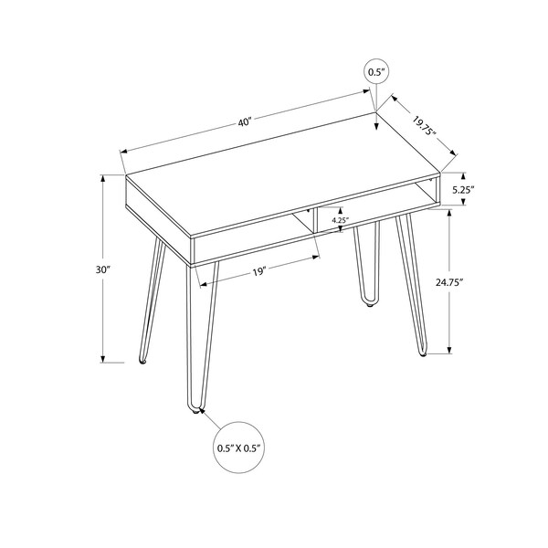 Monarch Specialties Computer Desk, Home Office, Laptop, Left, Right Set-up, Storage Drawers, 40"L, Work, Metal, White - I 7770