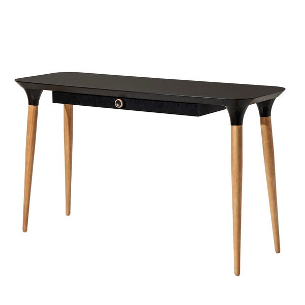 Manhattan Comfort Office Desk, 29.64 in H, 19.29 in W X Black and Cinnamon - 253252