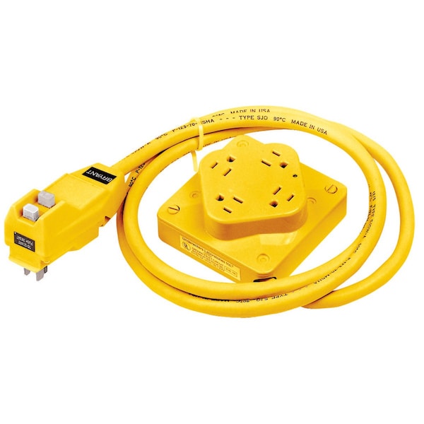 Bryant Receptacle with Pilot Light, Commercial/Industrial, 15A 125V, 2-Pole 3- Wire Grndng, 5-15R, 6' Cord - T1254GF6