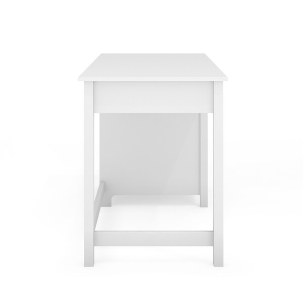 Martha Stewart Hutton Shaker Style Home Office Desk w/2 Side Drawers in White w/Polished Brass Hardware - ZG-ZP-11-WH-GLD-MS