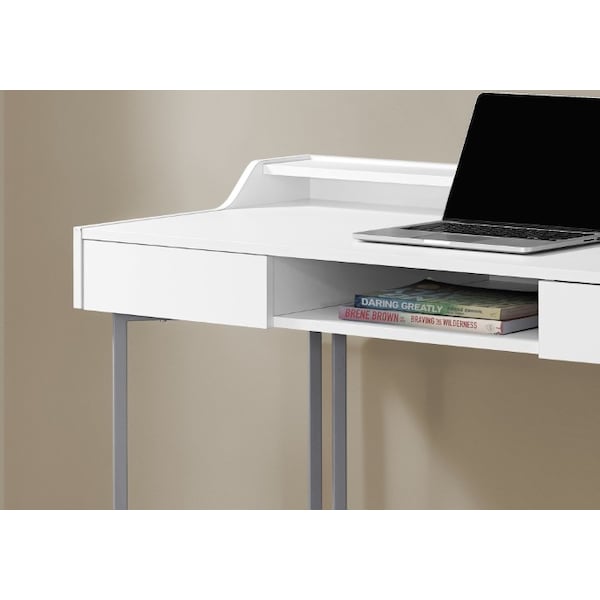 Monarch Specialties Computer Desk, Home Office, Laptop, Storage Drawers, 48"L, Work, Metal, Laminate, White, Grey - I 7361