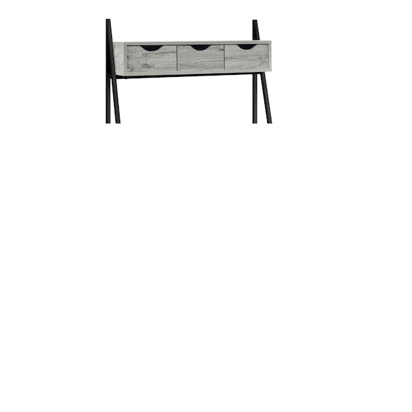 Daphnes Dinnette 32 x 19 x 61.25 in. Computer Desk - Grey - Black Metal - DA2618241