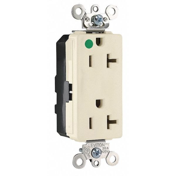 Leviton Receptacle, 20 A Amps, 125VAC, Decorator Duplex Outlet, 5-20R, Ivory - M1636-ILI