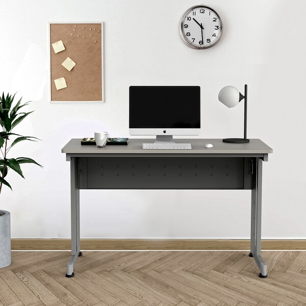 Linea Italia Rectangular Desk, Computer Table, 48 inW x 24 inD x 30 inH, Gray/Ash - ZUD103