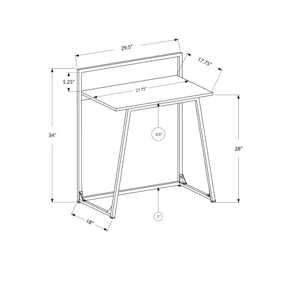 Monarch Specialties Computer Desk, Home Office, Laptop, 30"L, Work, Metal, Laminate, White, Contemporary, Modern - I 7110