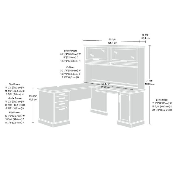 Sauder Aspen Post L Desk Hutch Pmo Ste A3 - 442789