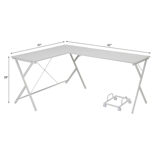 Acme Wooden Top L-Shaped Computer Desk with Computer Holder in White - ER-0145WH