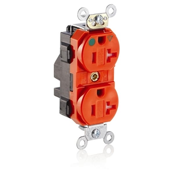 Leviton Receptacle, 20 A Amps, 125VAC, Duplex Outlet, 5-20R, Orange - MT830-IG