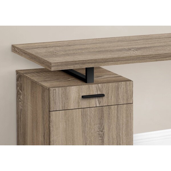 Monarch Specialties Computer Desk, Home Office, Laptop, Left, Right Set-up, Storage Drawers, 48"L, Work, Metal, Brown - I 7764