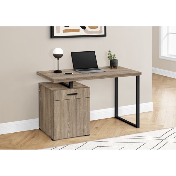 Monarch Specialties Computer Desk, Home Office, Laptop, Left, Right Set-up, Storage Drawers, 48"L, Work, Metal, Brown - I 7764