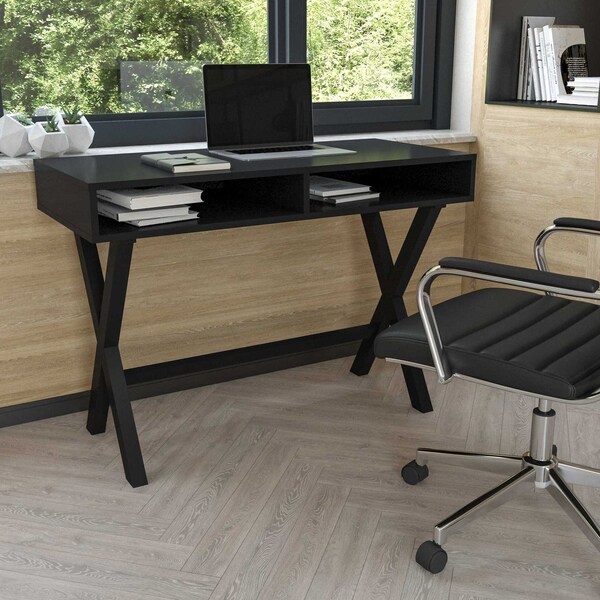 Flash Furniture 29.5 H, 42 W X Melamine, Particleboard, Black - GC-MBLK61-BK-GG