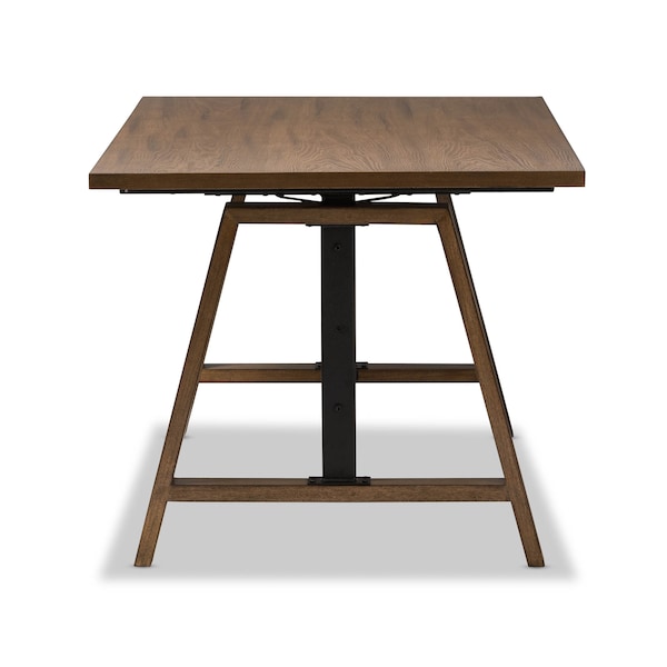 Baxton Studio Nico Metal and Distressed Wood Adjustable Height Work Table - 140-7570