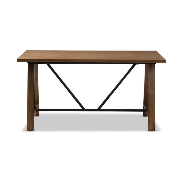 Baxton Studio Nico Metal and Distressed Wood Adjustable Height Work Table - 140-7570