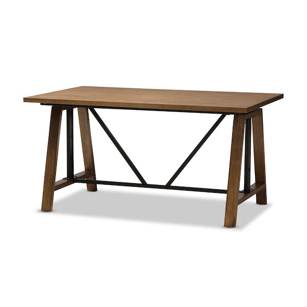 Baxton Studio Nico Metal and Distressed Wood Adjustable Height Work Table - 140-7570