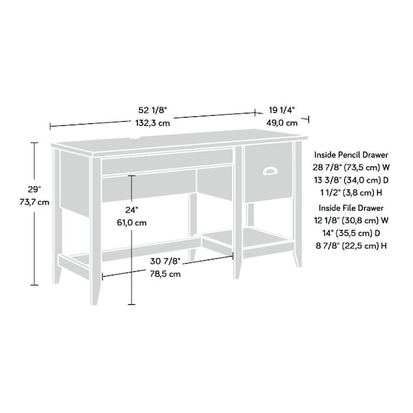 Sauder 19.291 in D X 29.016 in H, 52.087 in W X Engineered wood, Cinnamon Cherry - 435236
