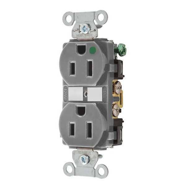 Zoro Select 15A Duplex Receptacle 125VAC 5-15R GY - 8200HBGRY