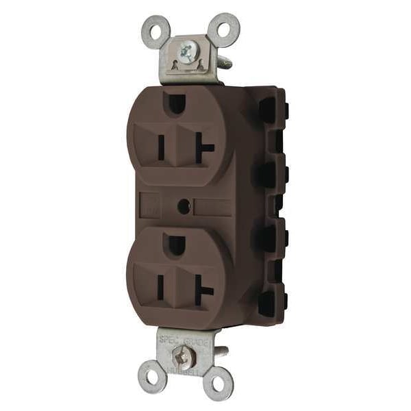 Hubbell 20A Duplex Modular Receptacle 125VAC 5-20R BN - SNAP5362A