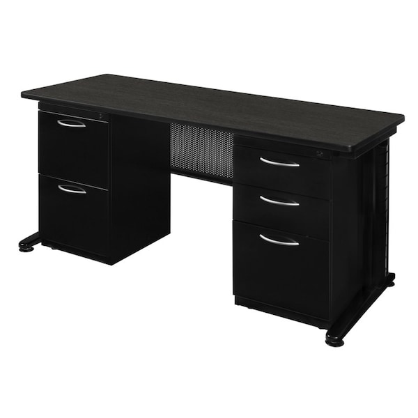 Regency Fusion Double Pedestal Desks, 24 D X 29 H, 60 W X Wood, Metal, Ash Grey - MDP6024AG