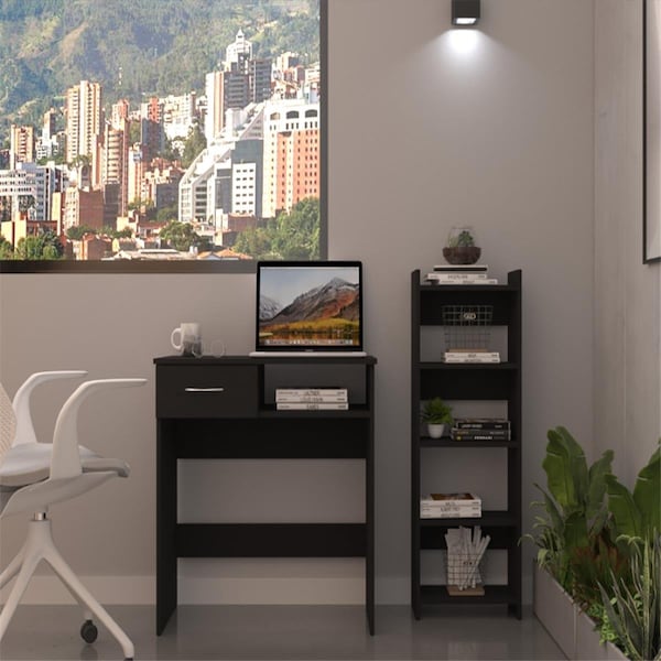 Depot E-Shop Treia Home Office Desk Set, Black - DE-CLW5593