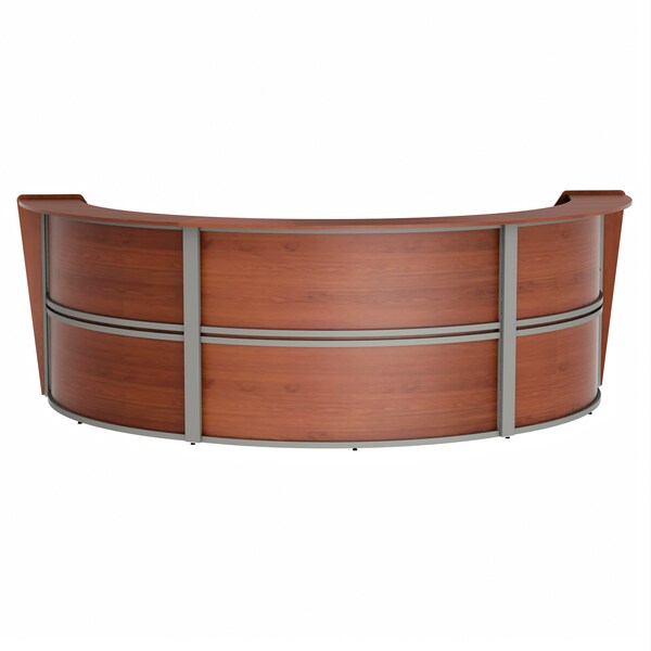 Linea Italia Curved Reception Desk with Counter, 3 Units, 143 inW x 71 inD, Cherry - ZUC297