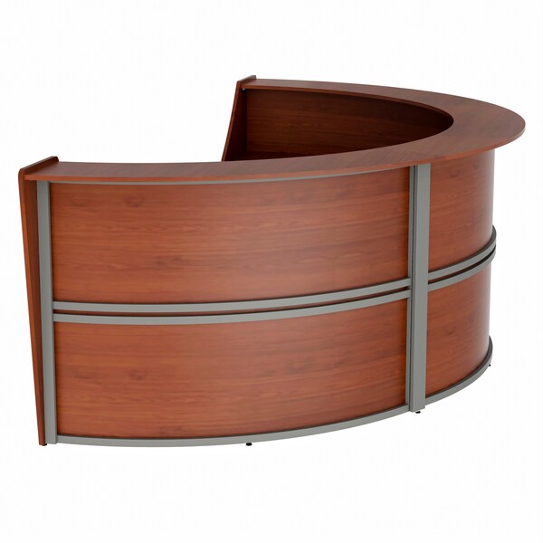 Linea Italia Curved Reception Desk with Counter, 3 Units, 143 inW x 71 inD, Cherry - ZUC297