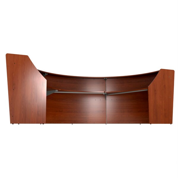 Linea Italia Curved Reception Desk with Counter, 3 Units, 143 inW x 71 inD, Cherry - ZUC297