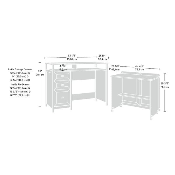 Sauder 21.81 in D X 39.02 in H, 53.15 in W X - 430055