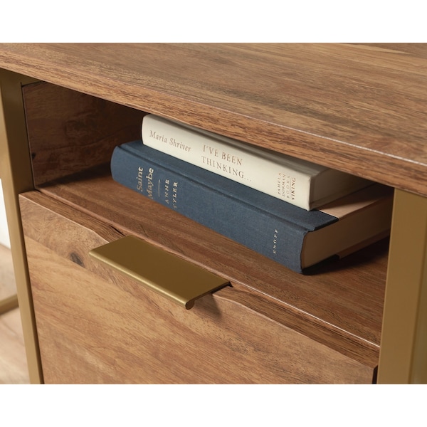 Sauder Single Ped Desk, 20 in D X 29.72 in H, 47.48 in W X Engineered wood, Metal - 431116