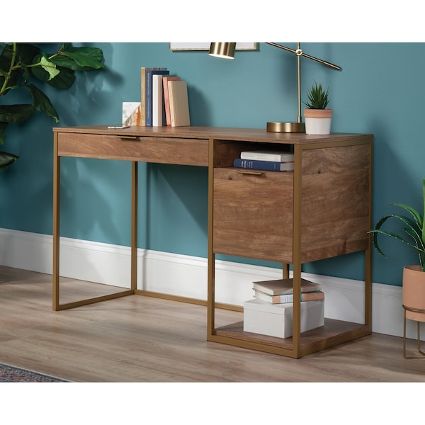 Sauder Single Ped Desk, 20 in D X 29.72 in H, 47.48 in W X Engineered wood, Metal - 431116