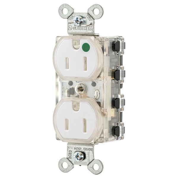 Hubbell Extra Heavy Duty Hospital Grade SNAPConnect Receptacle - SNAP8200WLTR