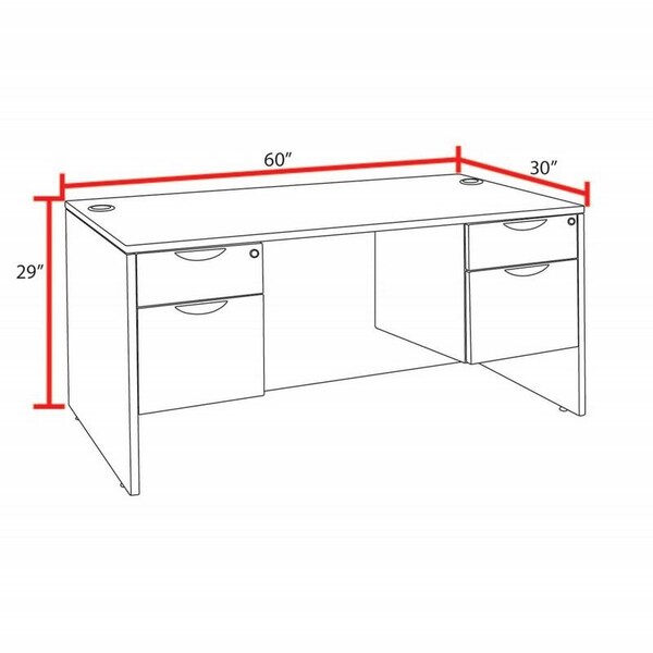 Regency Legacy 60 x 30'' Office Desk with Double Pedestal Drawer Unit, Neo Walnut - LDP6030NW