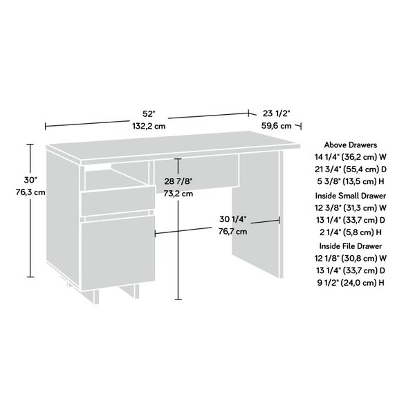 Sauder 23.46 in D X 30 in H, 52.01 in W X Engineered wood - 431235