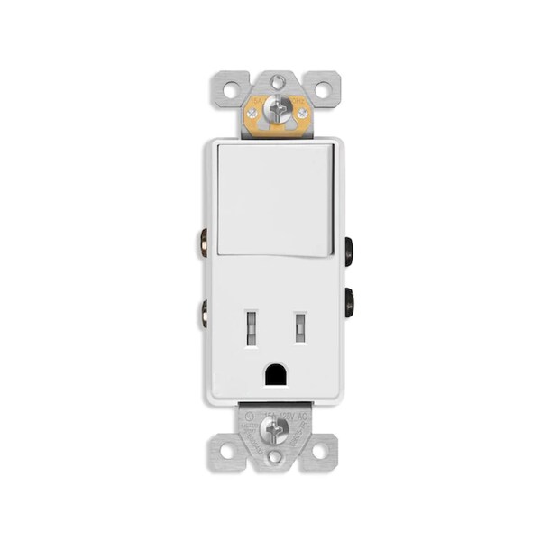 American Imaginations 15 AMP Rectangle White Electrical Switch and Outlet Plastic-Aluminum - AI-36797