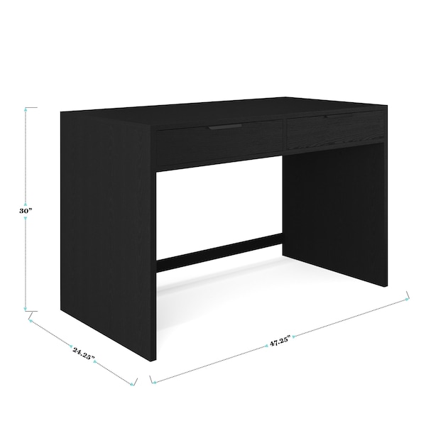 Martha Stewart Kayden Home Office Modular 2 Drawer Desk in Black w/Oil Rubbed Bronze Hardware - NAN-PS-23519-BK-BK-MS